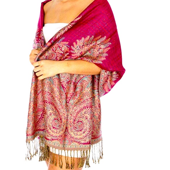 NWOT BEAUTIFUL PINK-BLUE PASHMINA/SCARF - Picture 2 of 3